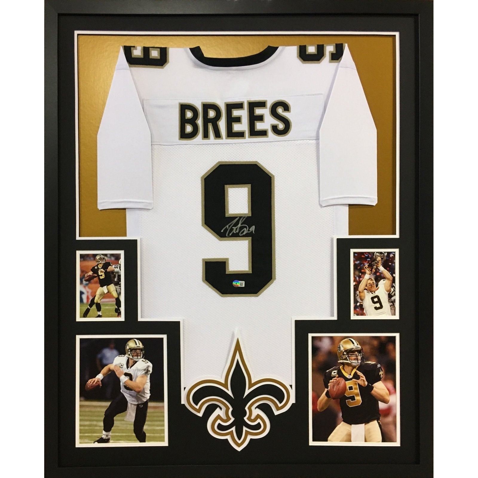 Drew Brees Signed Framed New Orleans Saints White Jersey Autographed Beckett