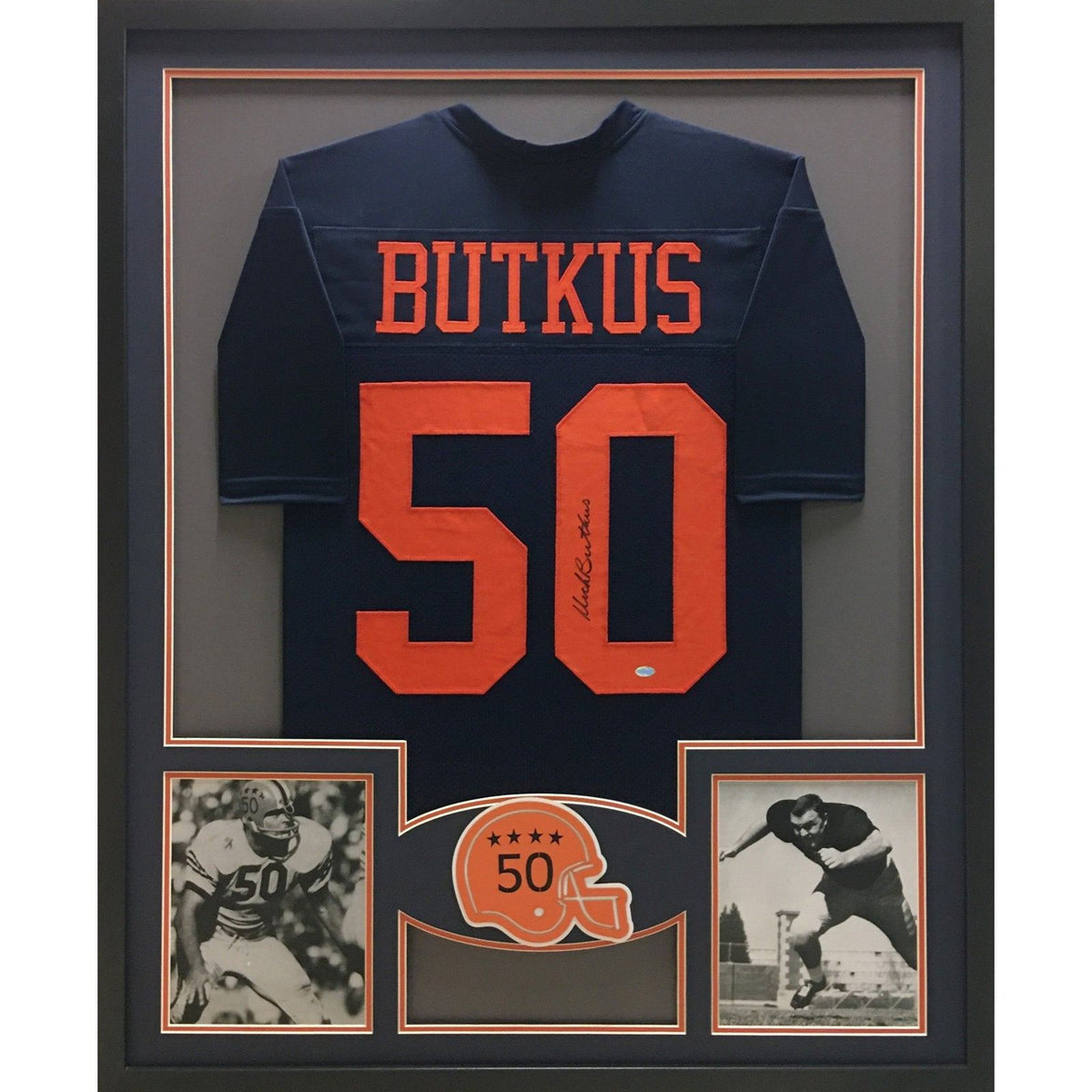 Dick Butkus Signed Framed Jersey Mounted Memories Autographed Illinois