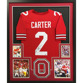 Cris Carter Signed Framed Jersey Schwartz Autographed Ohio State