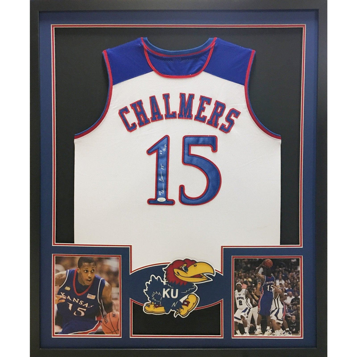 Mario Chalmers Framed Jersey JSA Autographed Signed Kansas Jayhawks KU