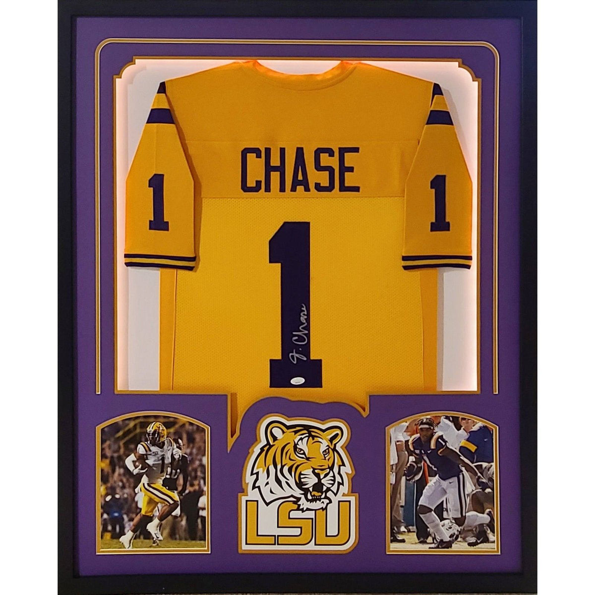 Ja'Marr Chase LED Framed Signed Jersey Beckett Autographed LSU