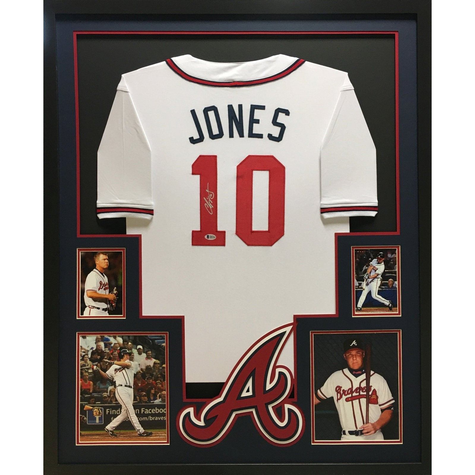 Chipper Jones Signed Framed Jersey Beckett BAS Autographed Atlanta Braves