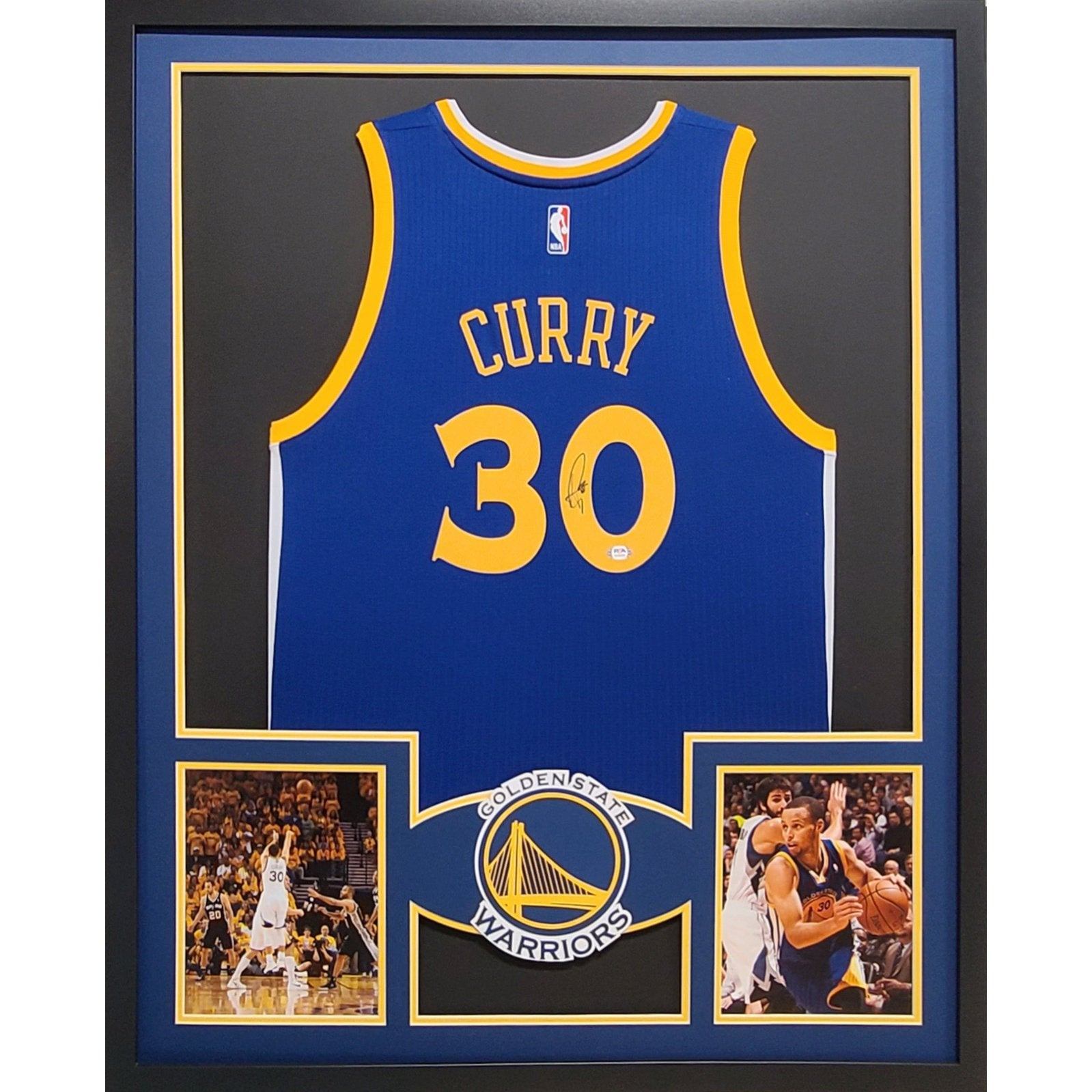 Steph Curry Framed Signed Jersey PSA/DNA Autographed Signed Golden State Warriors Stephen