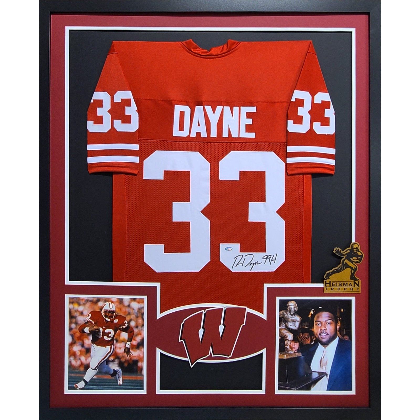 Ron Dayne Signed Framed Jersey Schwartz Autographed Wisconsin