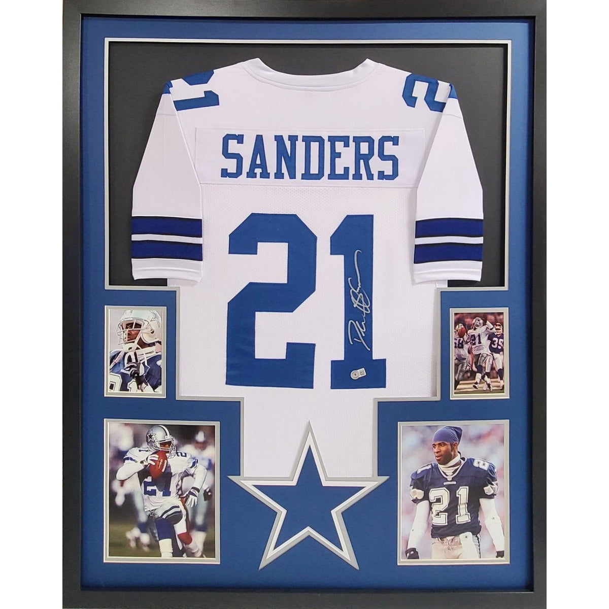 Deion Sanders Framed Signed Cowboys Jersey Beckett Autographed