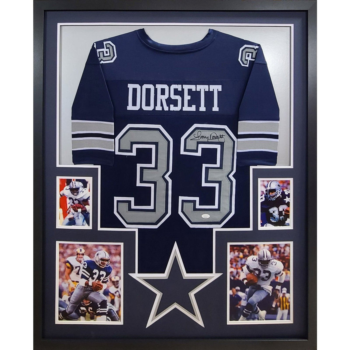 Tony Dorsett Framed Signed Dallas Cowboys Jersey JSA Autographed