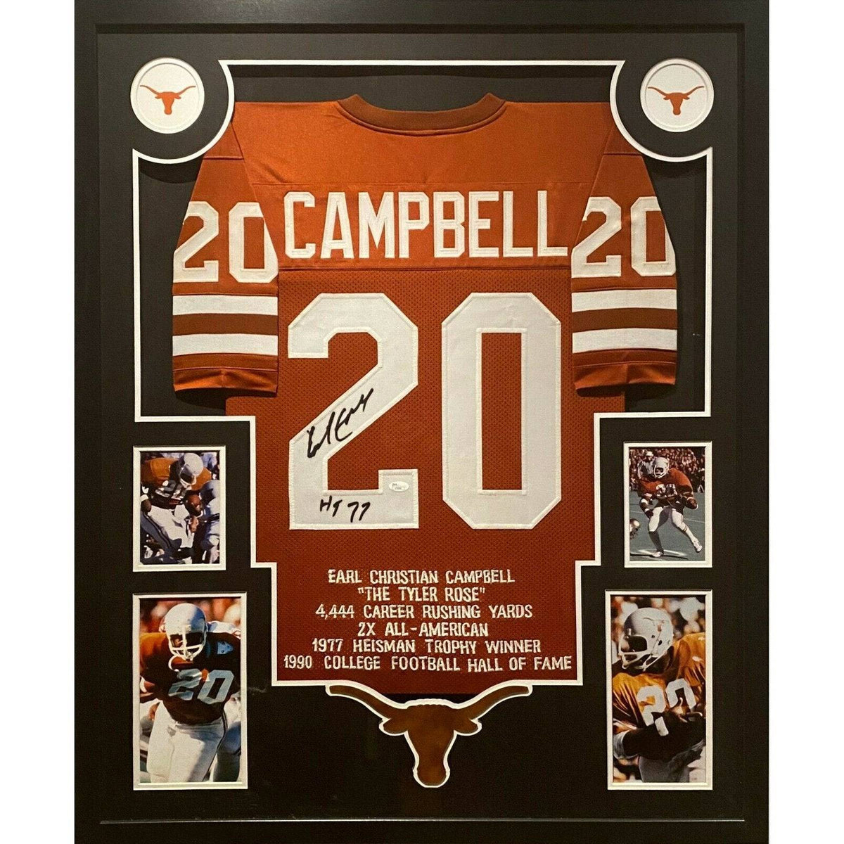 Earl Campbell Framed Jersey JSA Autographed Signed Texas Longhorns Heisman