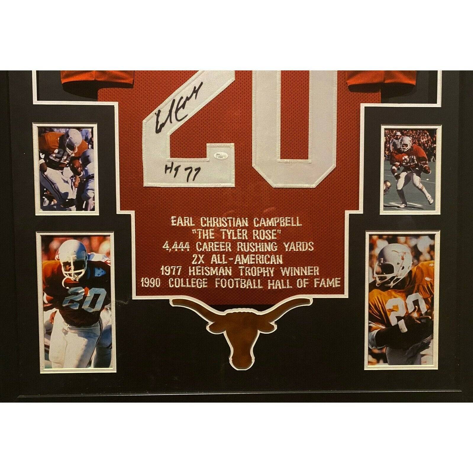 Earl Campbell Autographed Signed Framed Texas Longhorns Jersey JSA