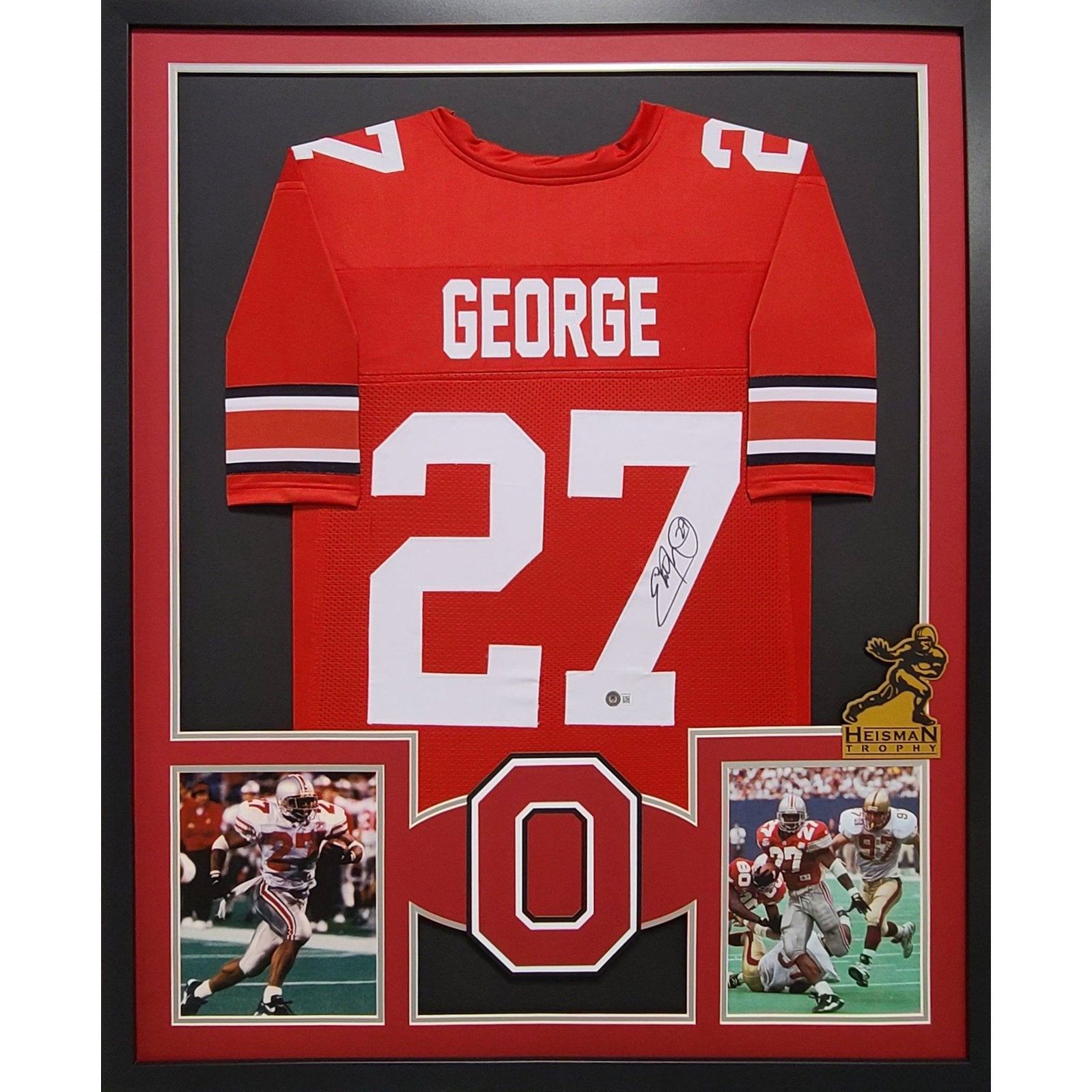 Eddie George Framed Signed Jersey Beckett Autographed Ohio State Buckeyes