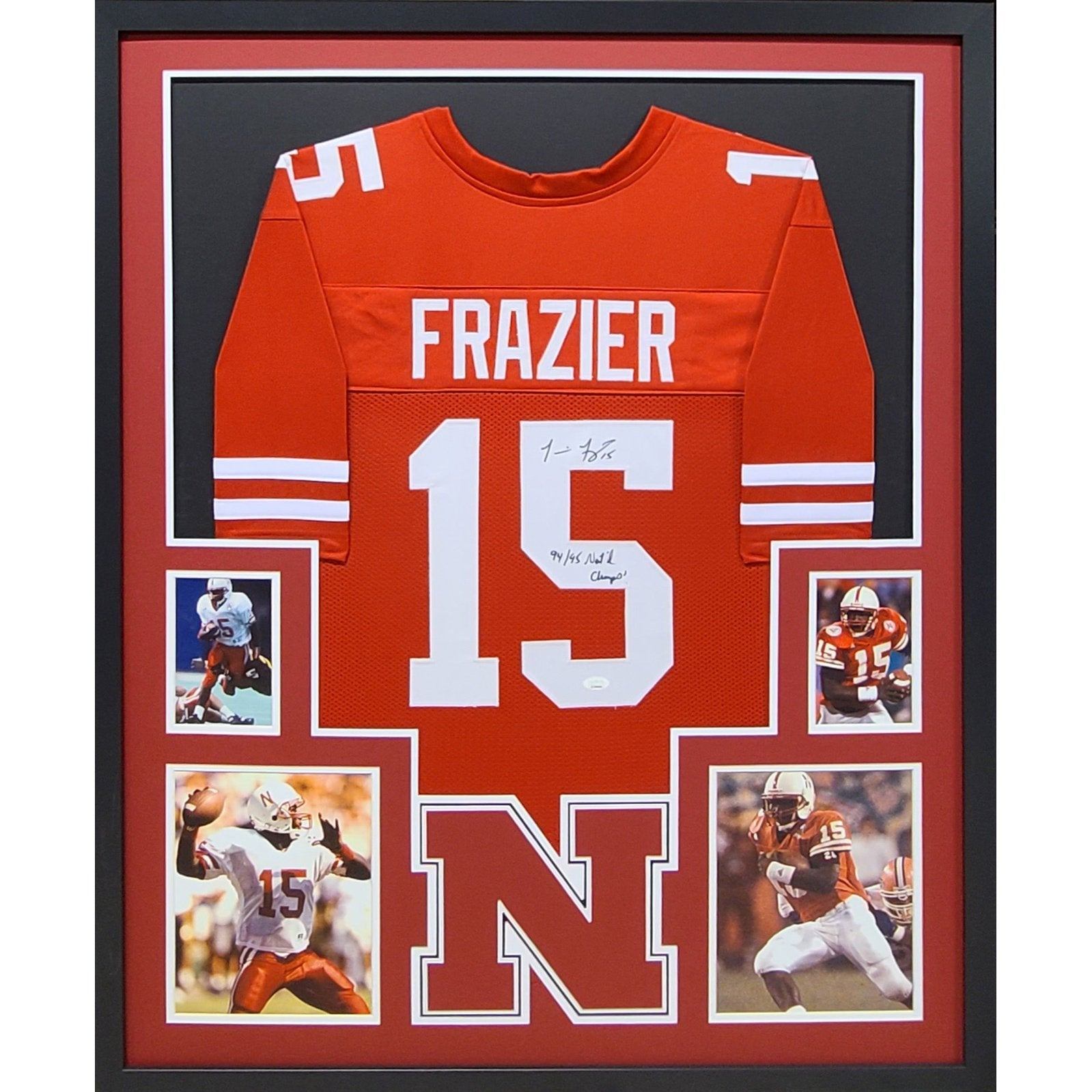 Tommy Frazier Framed Signed Jersey JSA Autographed Nebraska Cornhuskers