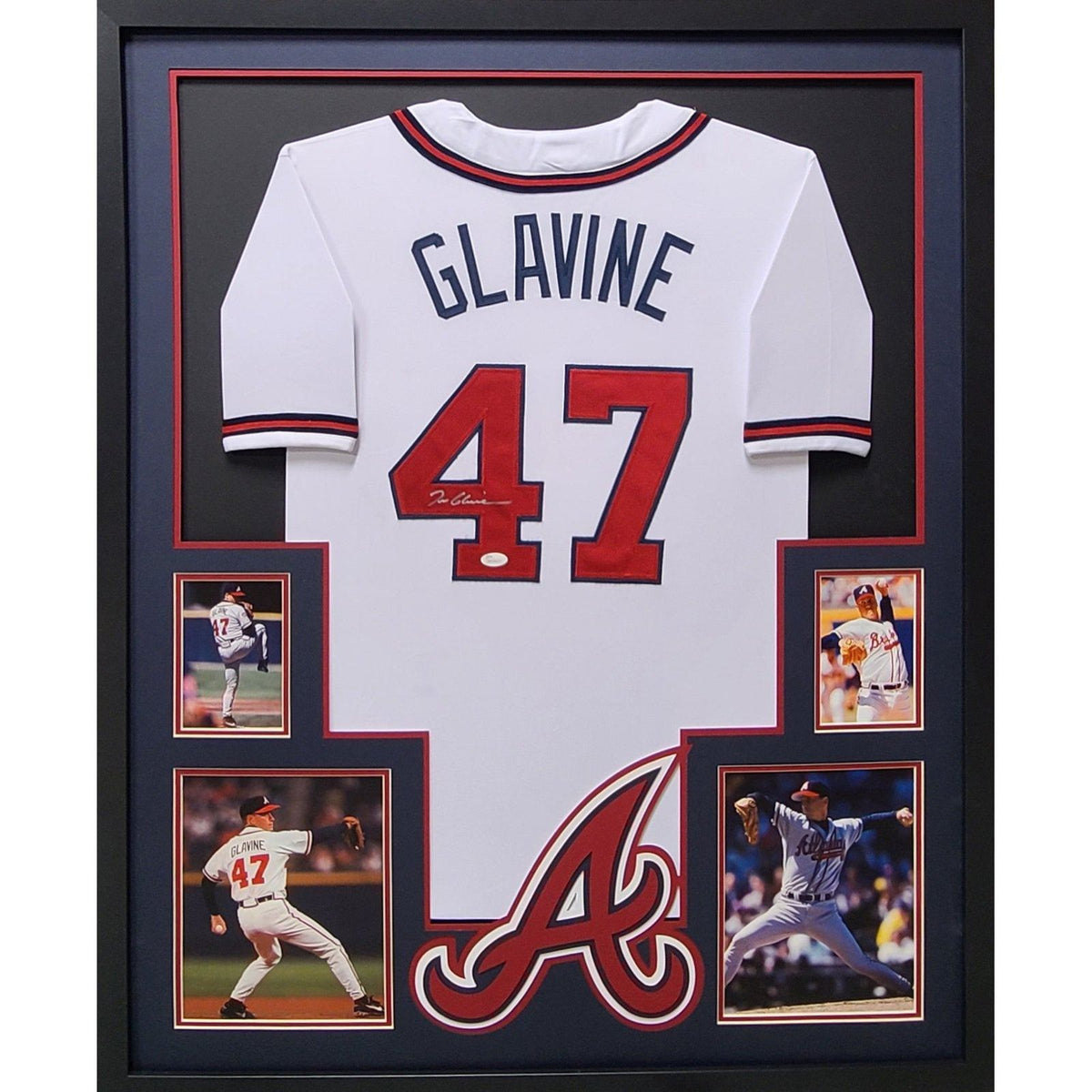 Tom Glavine Autographed and Framed Gray Braves Jersey