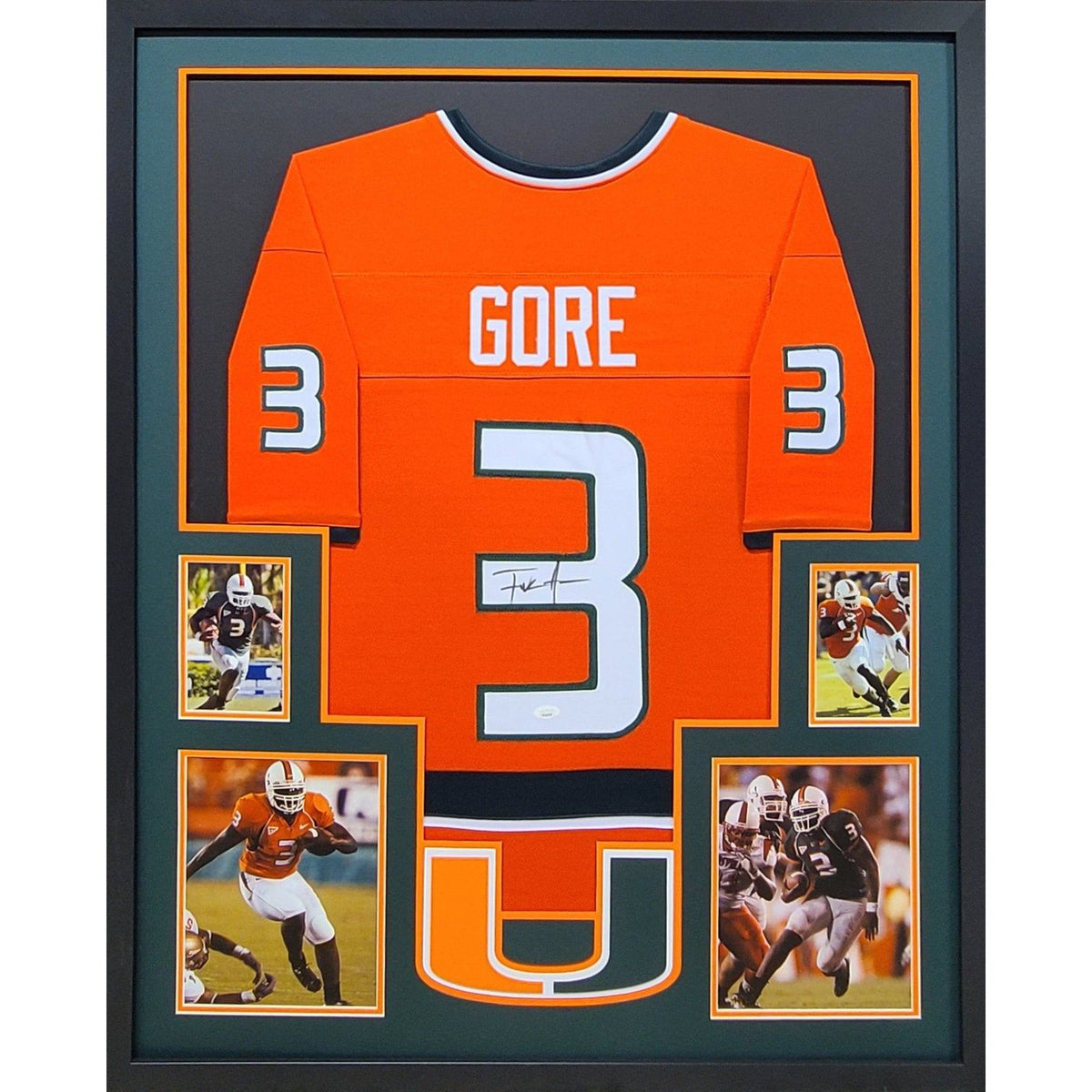 Frank Gore & Purple Shaq Framed Signed Jersey JSA Autographed Miami Hu