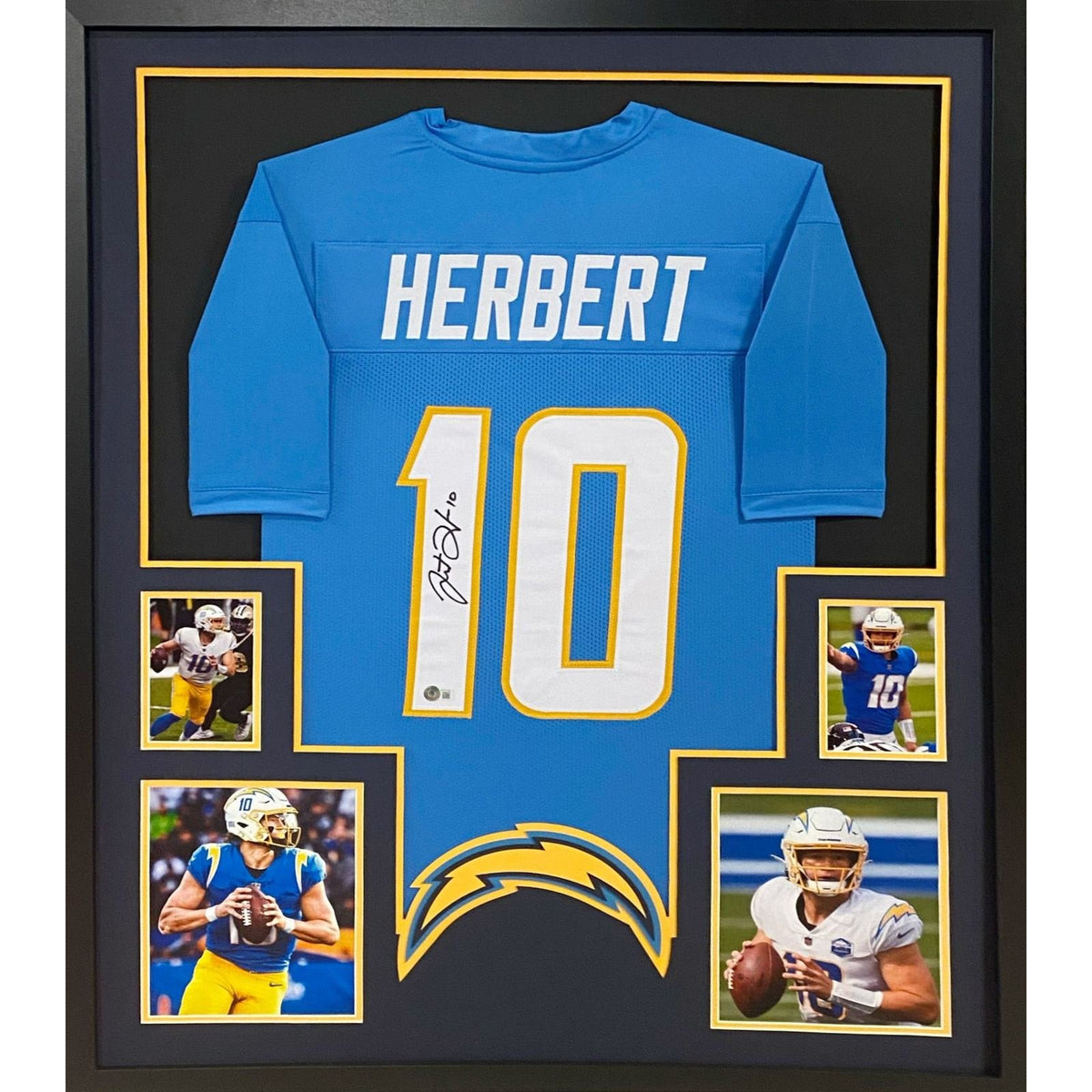 Justin Herbert Framed White Jersey Beckett Autographed Signed LA Charg