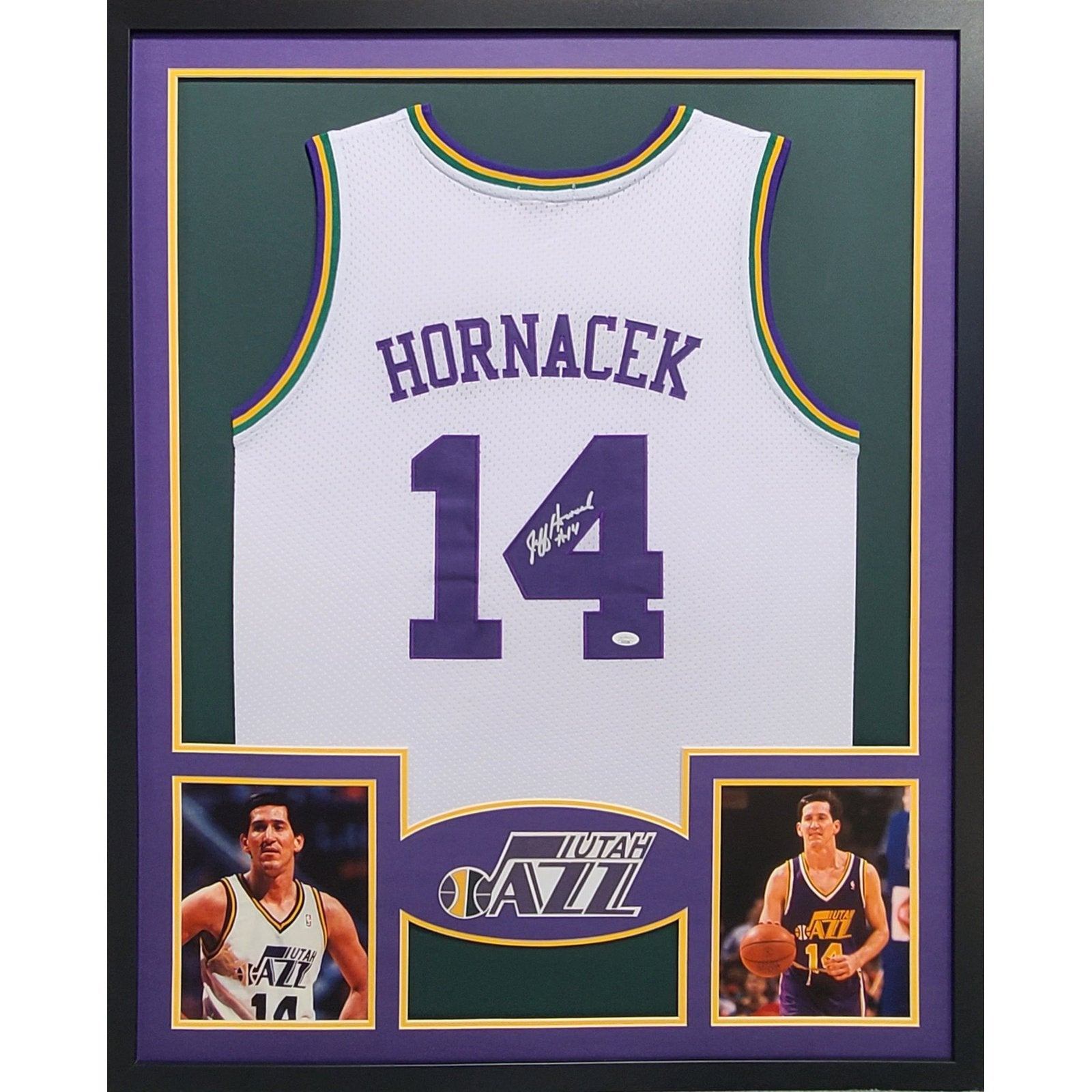 Jeff Hornacek Signed Framed Jersey JSA Autographed Utah Jazz