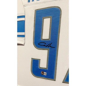 Aidan Hutchinson Framed Signed Lions White Jersey Beckett Autographed