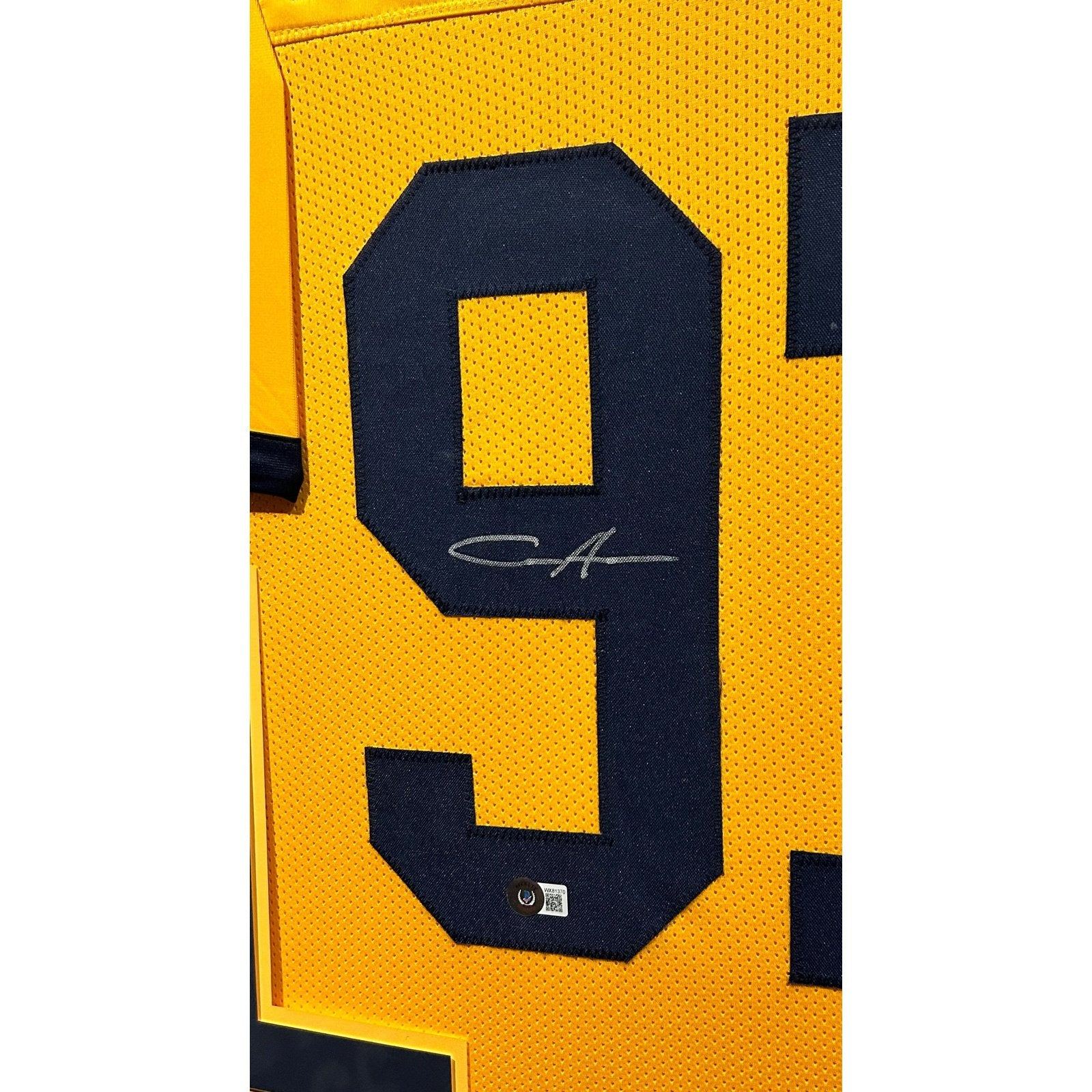 Aidan Hutchinson Signed Michigan Wolverines 35x43 Framed Jersey (Becke –