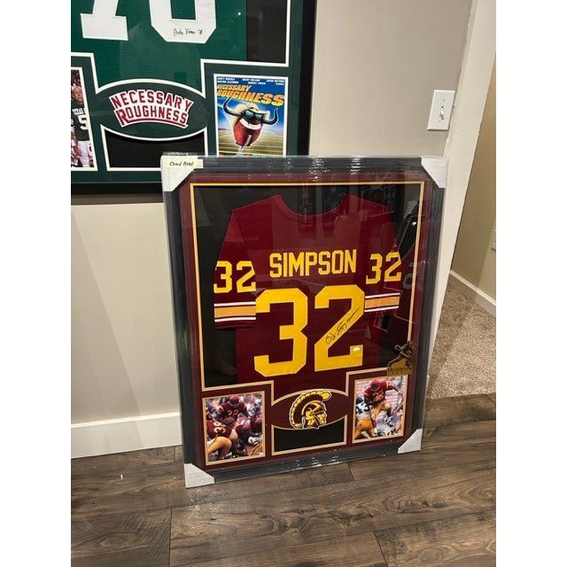 Matt Leinart & OJ Simpson Signed Framed Jersey JSA Autographed USC