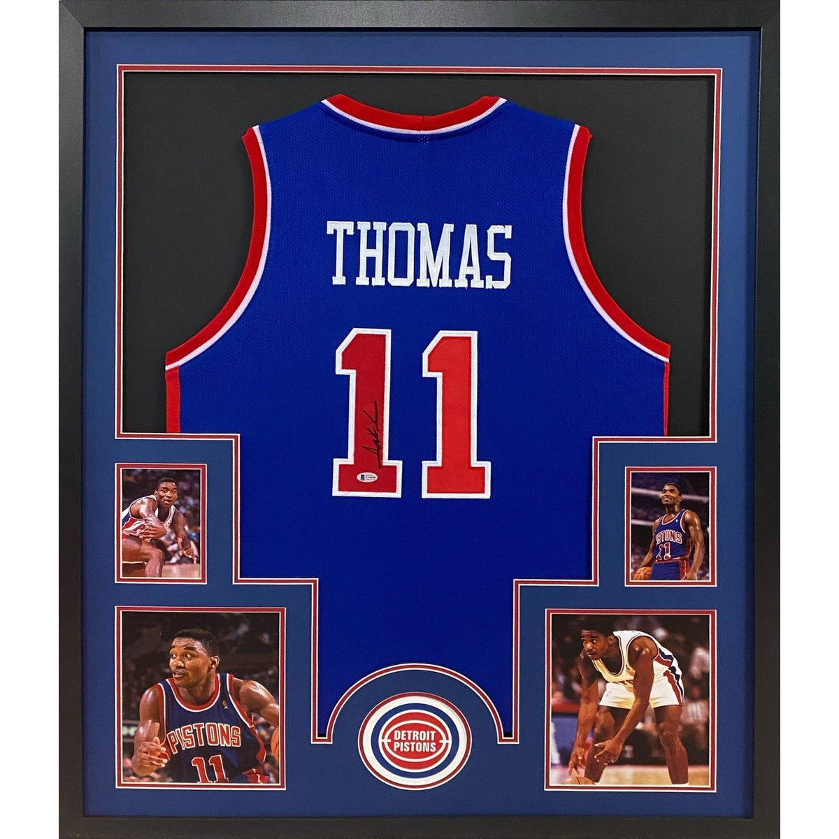 Isiah Thomas Autographed and Framed Detroit Pistons Jersey