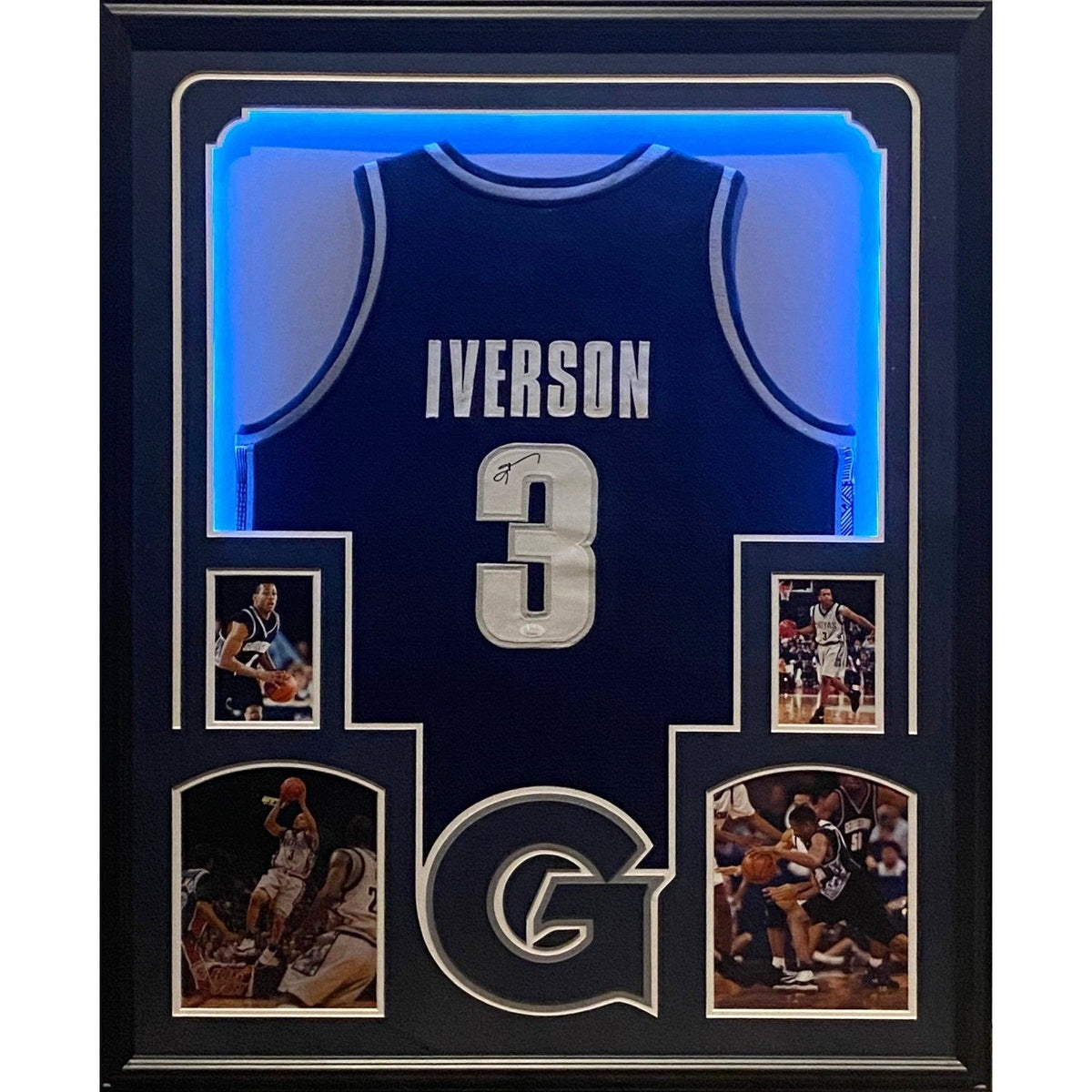 Allen Iverson LED Framed Signed Jersey JSA Autographed Georgetown 76ers