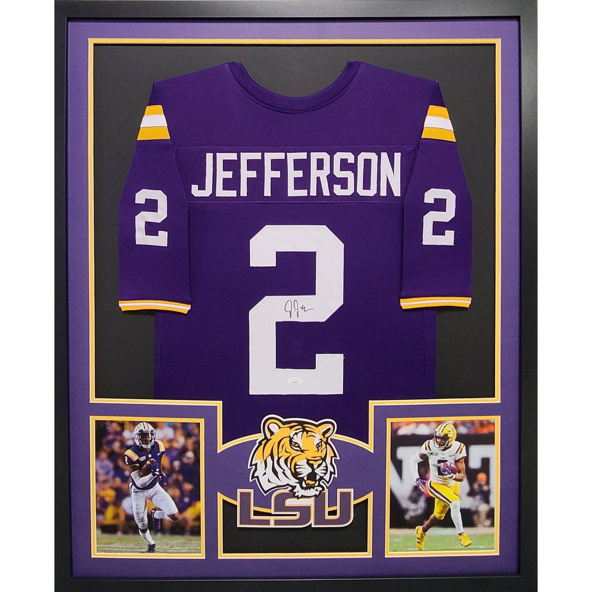 Justin Jefferson Framed Signed LSU Jersey JSA Autographed Lousiana State