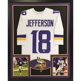 Framed Autographed/Signed JUSTIN JEFFERSON 33x42 Color Rush Jersey JSA COA