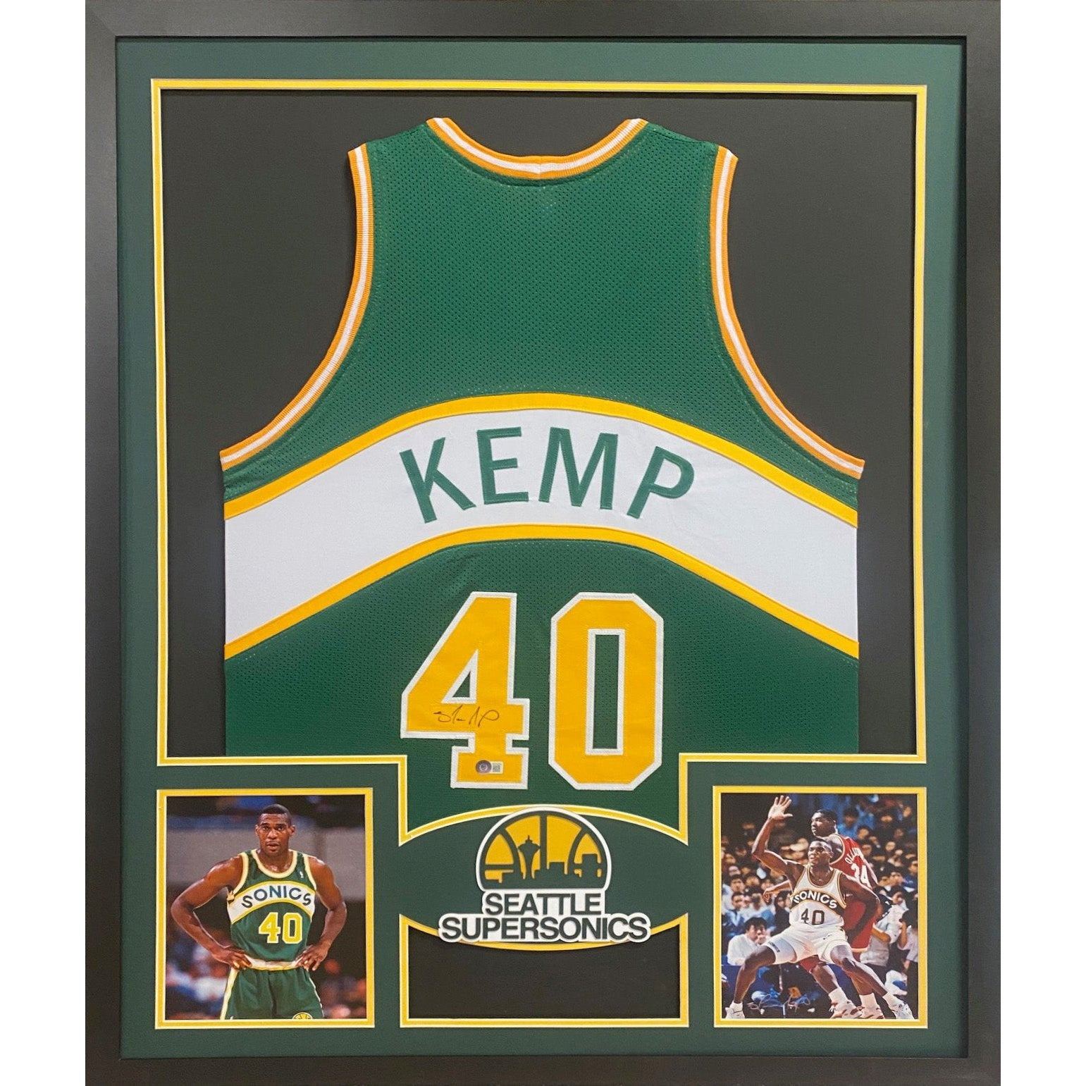 Shawn Kemp Framed Signed Jersey Beckett Autographed Signed Seattle Supersonics