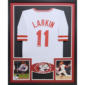 Barry Larkin Signed Framed Jersey JSA Autographed Cincinnati Reds