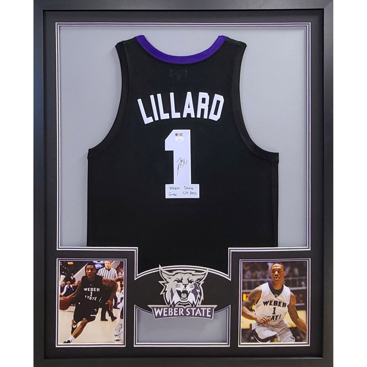 Damian Lillard Framed Signed Jersey JSA Autographed Weber State Trailblazers