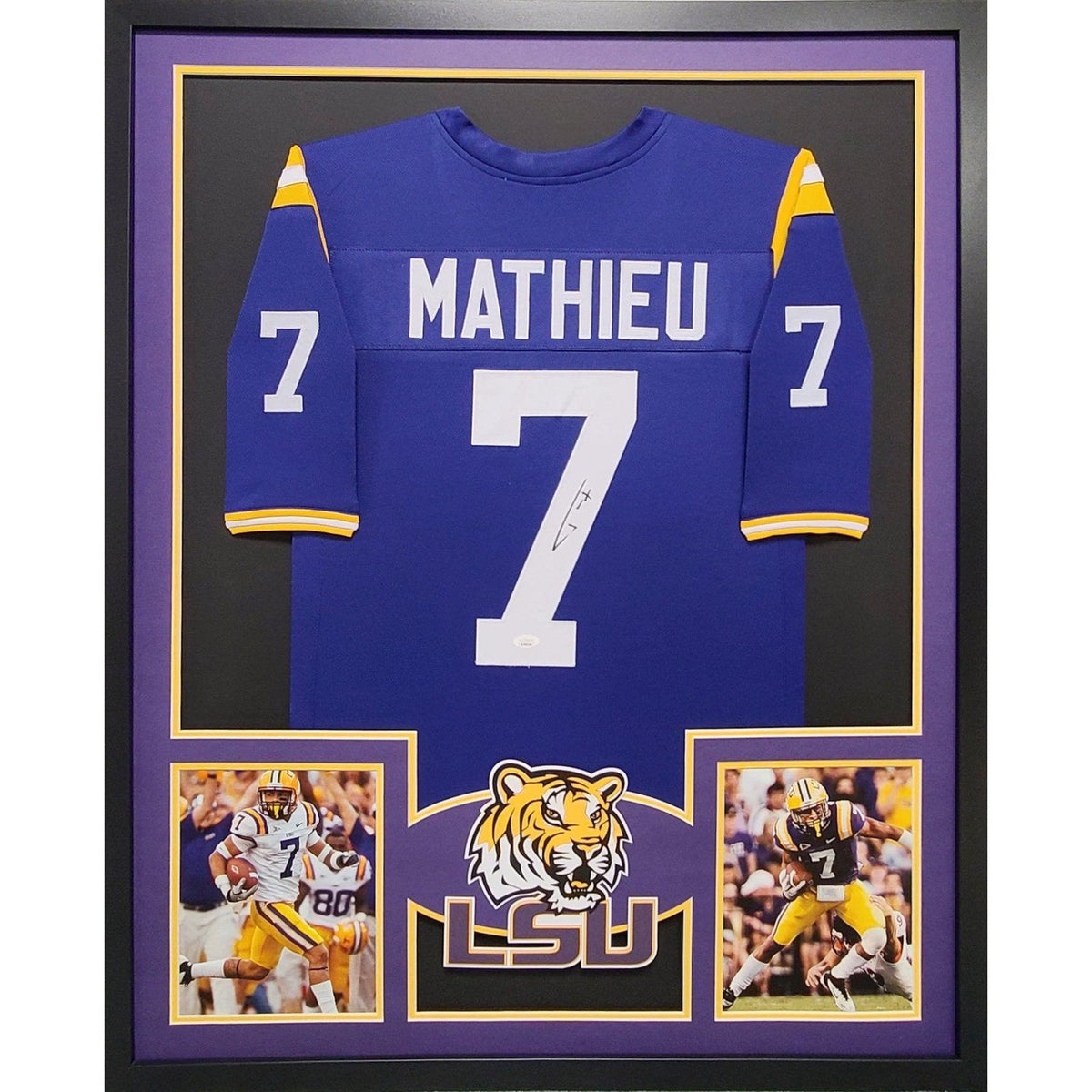 Tyrann Mathieu Framed Signed Jersey JSA LSU Lousiana State