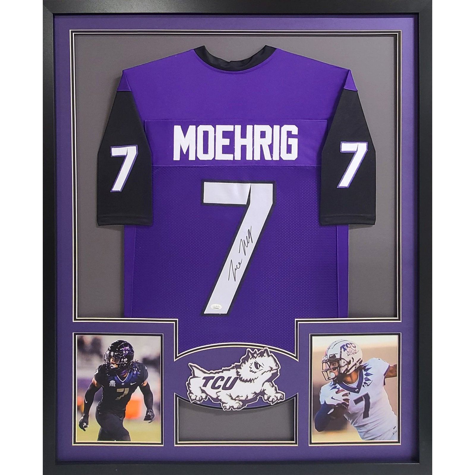 Trevon Moehrig Framed Jersey JSA Autographed Signed TCU Las Vegas Raiders