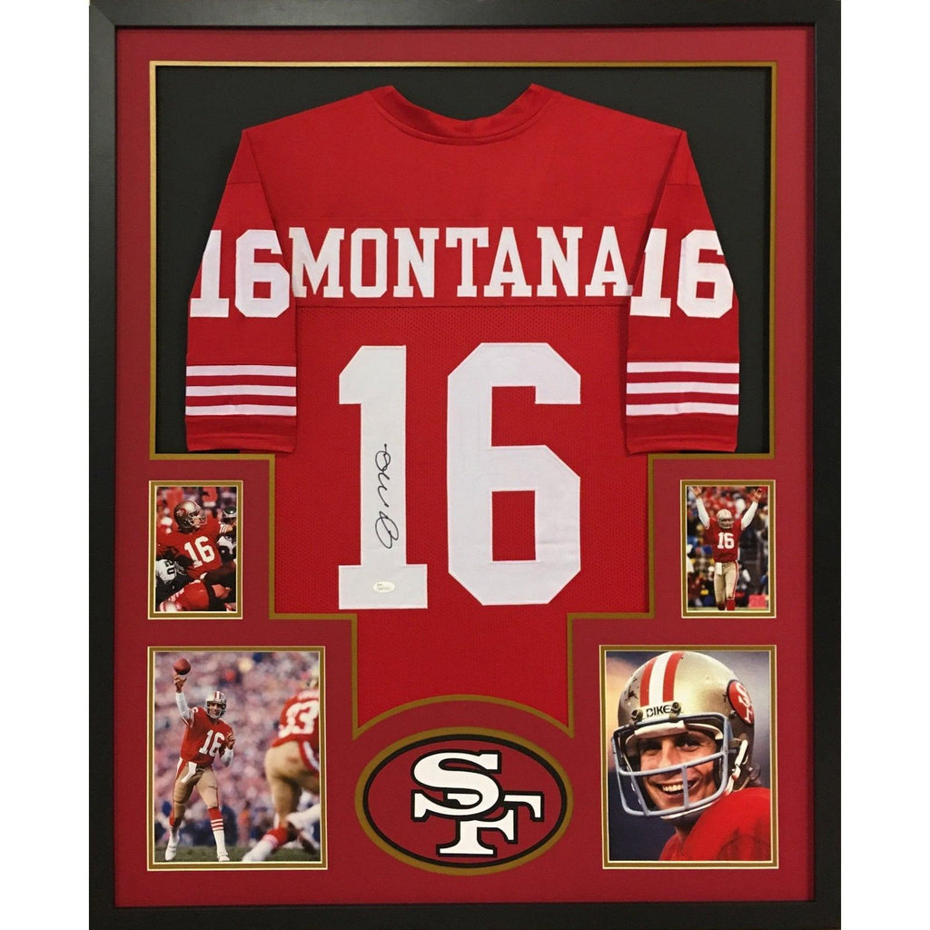 Joe Montana Signed 49ers Custom Framed Jersey Display (JSA)