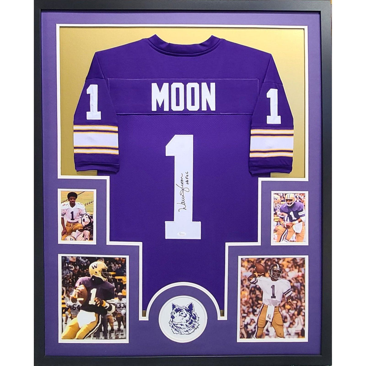 Warren Moon Signed Framed Jersey JSA Autographed Washington Huskies