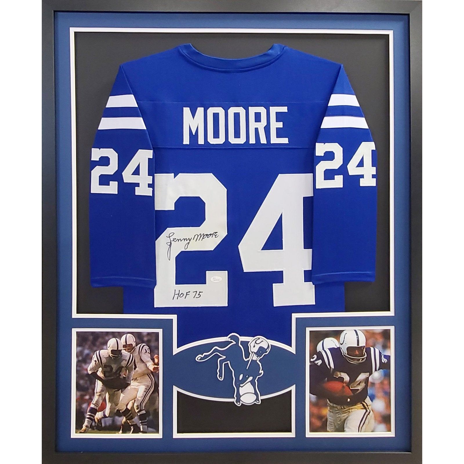 Lenny Moore Signed Framed Jersey JSA Autographed Baltimore Colts Indianapolis