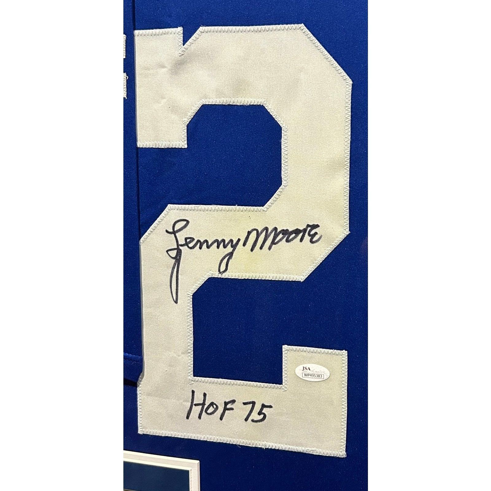 Lenny Moore Baltimore Colts Autographed Stats Jersey COA JSA Witness