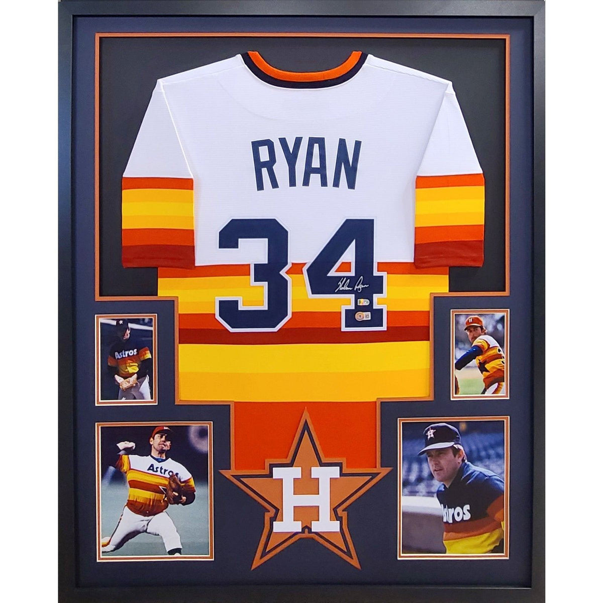 Nolan Ryan Signed Framed Jersey Beckett Houston Astros Autographed