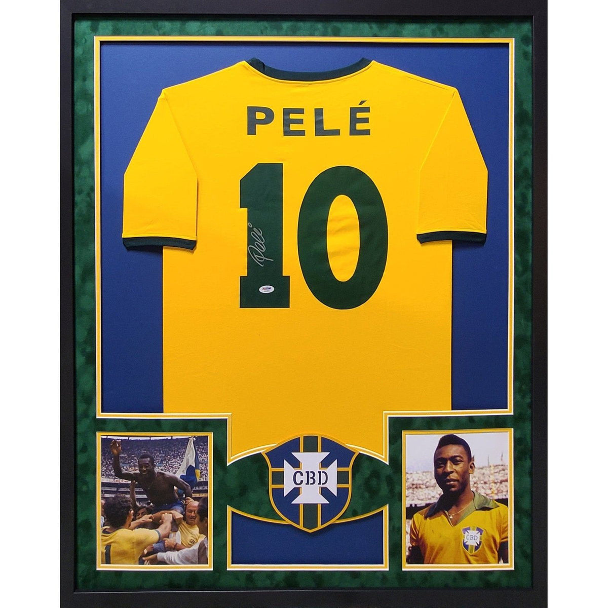 Pele Framed Signed Brazil Soccer Jersey PSA/DNA Autographed