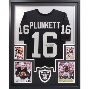 Jim Plunkett Autographed and Framed White Raiders Jersey