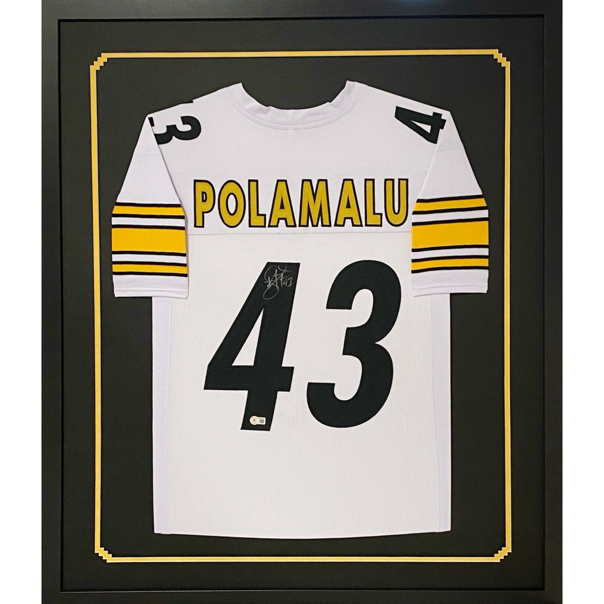 Troy Polamalu Signed Framed Jersey Beckett Autographed Pittsburgh Steelers BB0