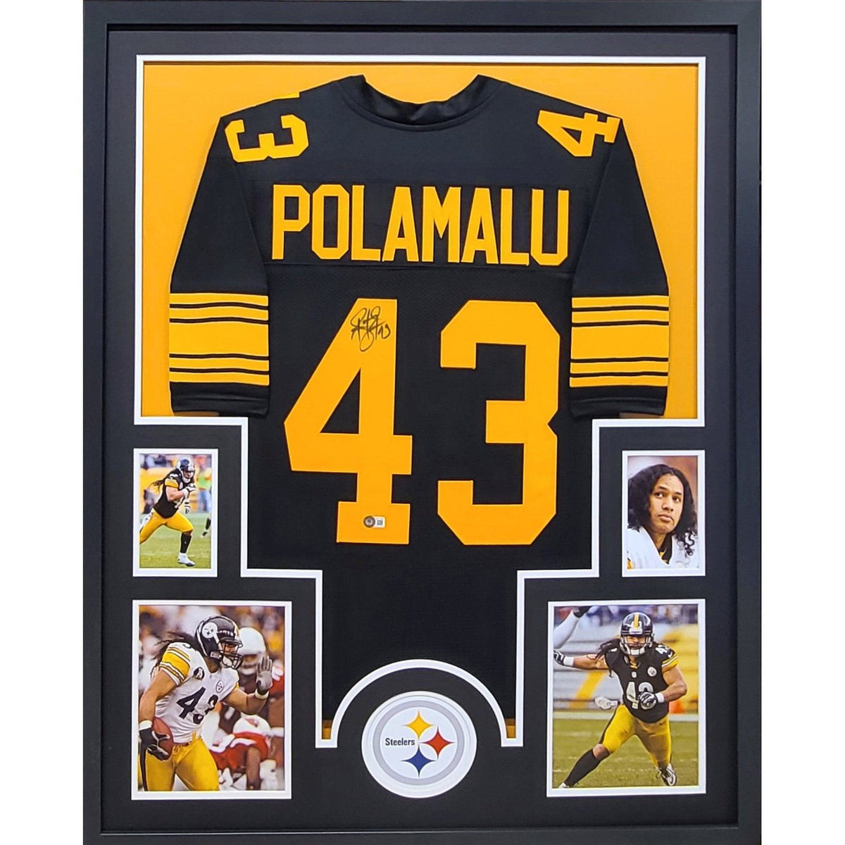 Troy Polamalu Signed Framed Jersey Beckett Autographed Pittsburgh Steelers