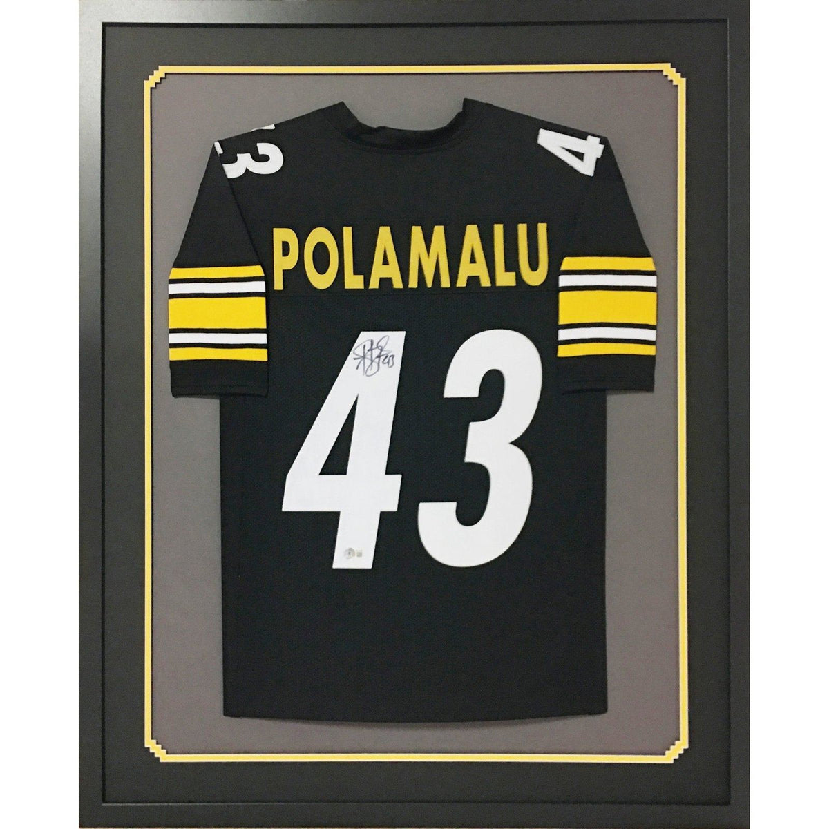 Troy Polamalu Signed Framed Jersey Beckett Autographed Pittsburgh Steelers BG0