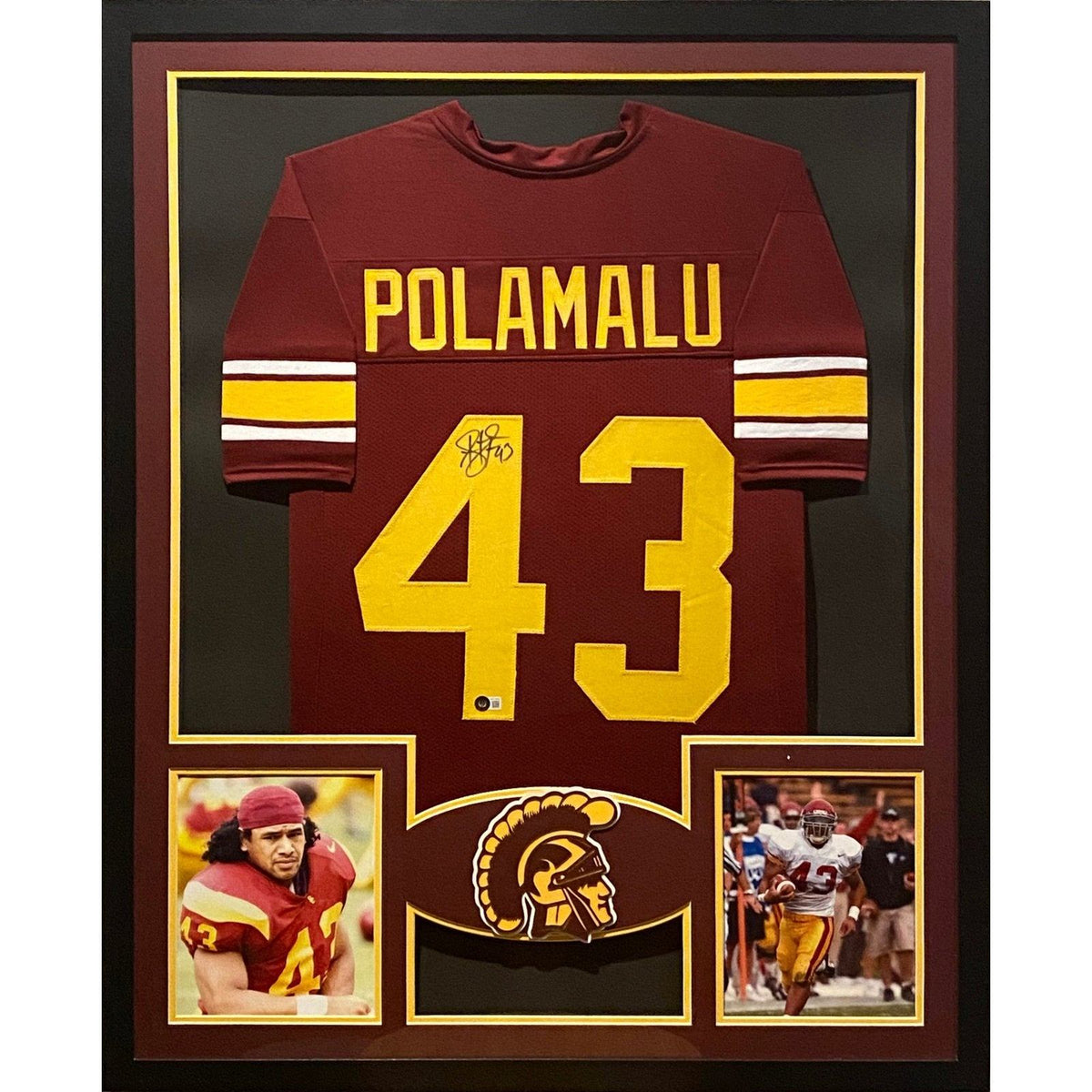 Troy Polamalu Signed Framed Jersey Beckett Autographed USC