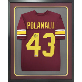 Troy Polamalu Signed Framed Jersey Beckett Autographed USC MG0