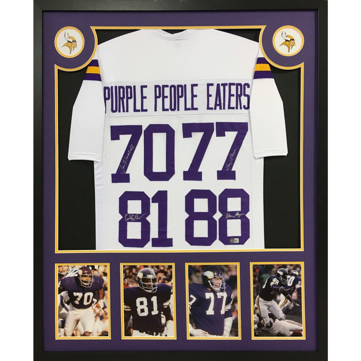 Purple People Eaters Framed Jersey Beckett Autographed Signed Minnesota Vikings