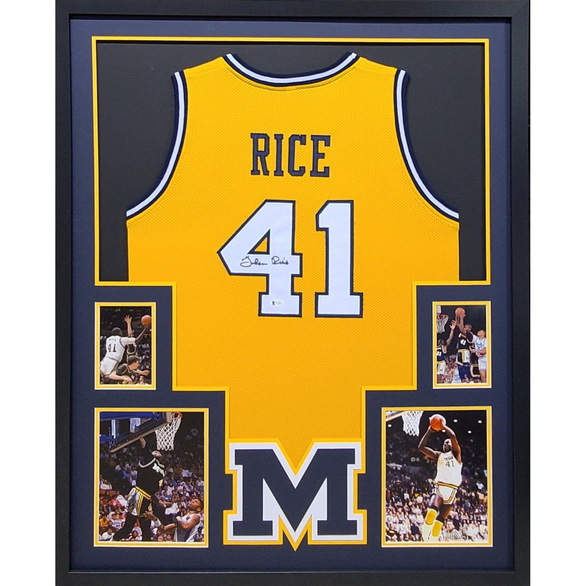 Glen Rice Framed Signed Jersey Beckett Autographed Michigan Wolverines