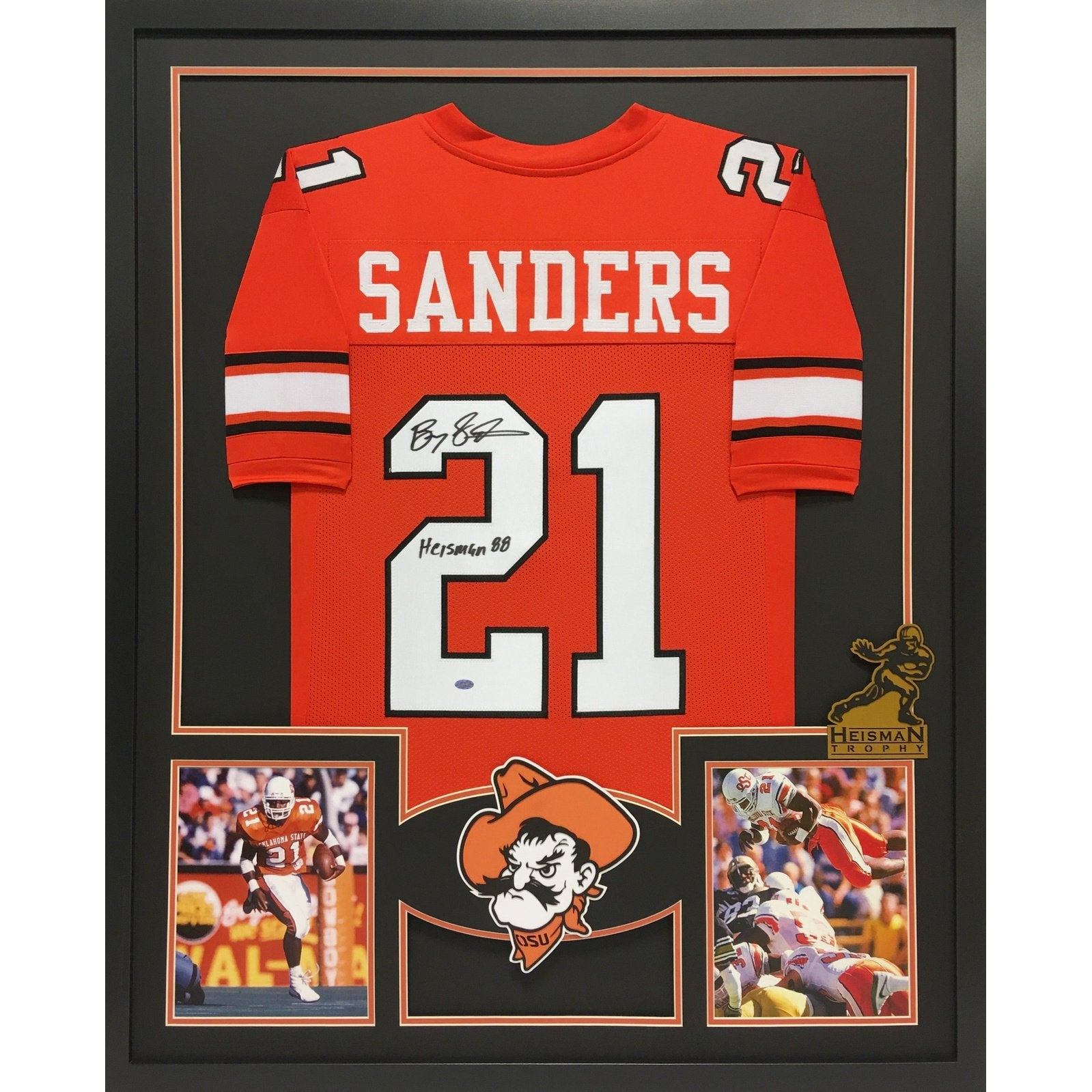 Barry Sanders Framed Signed Jersey Tristar Autographed Oklahoma State