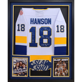 Slap Shot Hanson Brothers Signed Framed Jersey JSA Autographed Signed