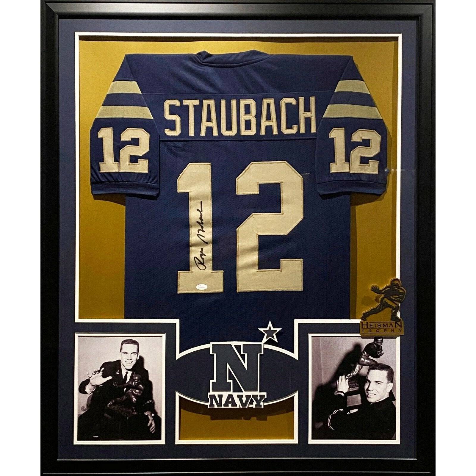 Roger Staubach Navy Framed Jersey JSA Autographed Signed Naval Academy Cowboys