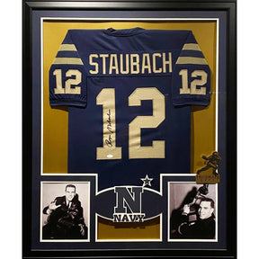 Roger Staubach Navy Framed Jersey JSA Autographed Signed Naval Academy Cowboys