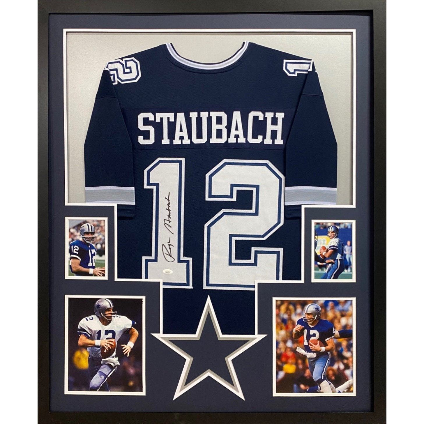 Roger Staubach Framed Signed Jersey JSA Autographed Dallas Cowboys