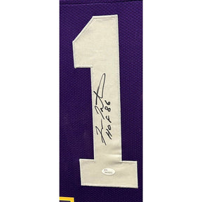 Fran Tarkenton Signed Framed Stat Jersey JSA Autographed Minnesota Vikings